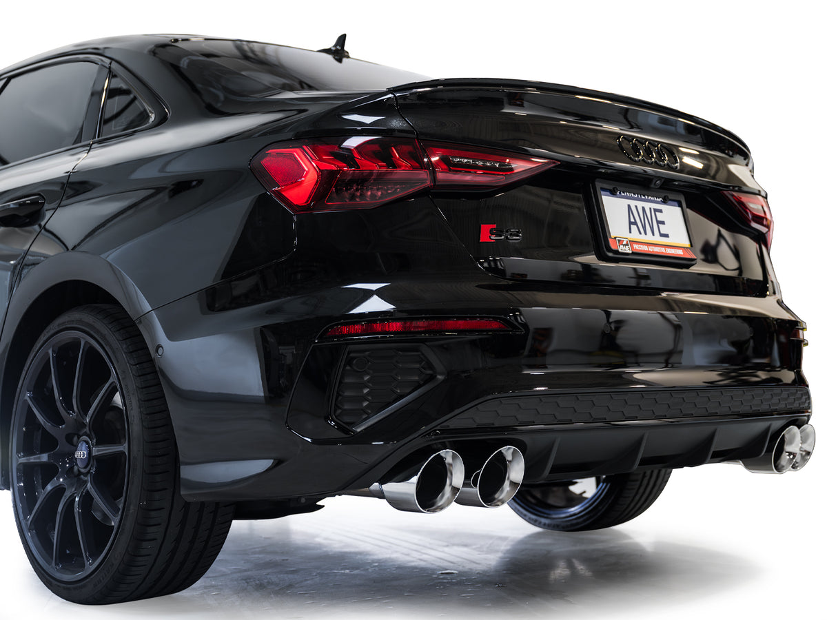 AWE 22-24 Audi 8Y S3 Track Edition Exhaust  - Chrome Silver Tips - 3020-42897