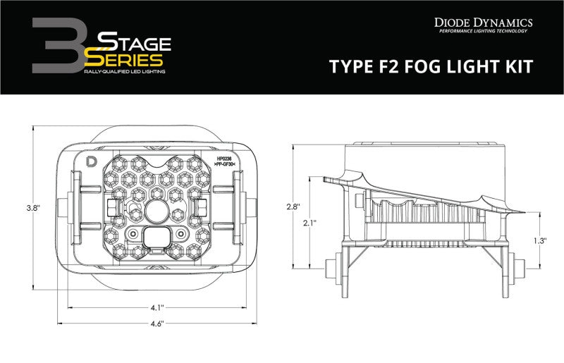 Diode Dynamics SS3 Sport Type F2 Kit ABL - Yellow SAE Fog - DD7013
