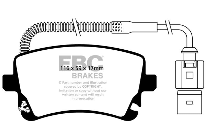 EBC 09-11 Audi A6 Quattro 3.0 Supercharged Ultimax2 Rear Brake Pads - UD1018