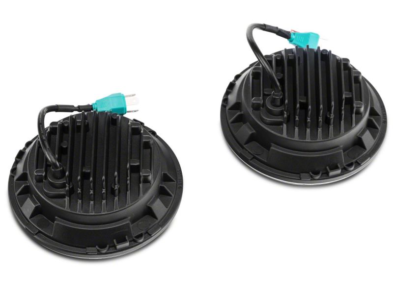 Raxiom 97-18 Jeep Wrangler TJ &amp; JK 6-LED Headlights w/ Partial Halo- Blk Housing (Clear Lens) - J135442