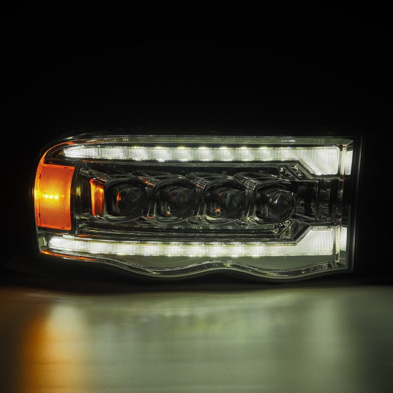 AlphaRex 02-05 Dodge Ram 1500 NOVA LED Proj Headlights Plank Style Chrome w/Activ Light/Seq Signal - 880565