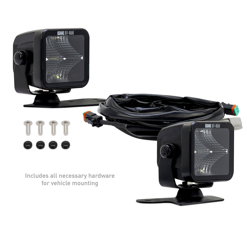 Borne Off-Road 21+ Bronco Light Pods 2pc Ditch 3x3 Flood Upfit - BNLT-BR-21-DT2FU