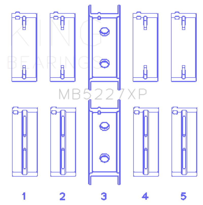 King Mitsubishi 4G63/4G64 6 Bolt 1st Gen DSM (Size 0.25mm) Performance Main Bearing Set - MB5227XP0.25