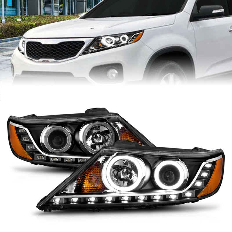 ANZO 2011-2013 Kia Sorento Projector Headlights w/ Halo Black (CCFL) - 111248