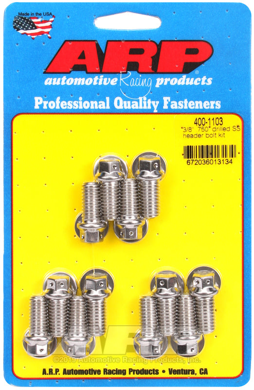 ARP 3/8 x .750 drilled SS header bolt kit - 400-1103