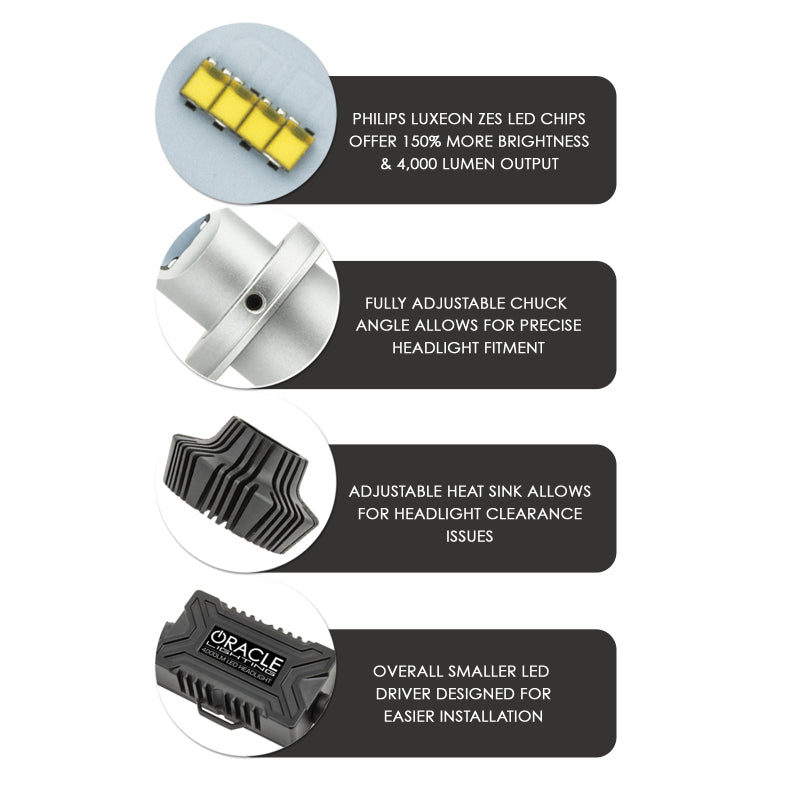 Oracle H13 4000 Lumen LED Headlight Bulbs (Pair) - 6000K SEE WARRANTY - 5236-001