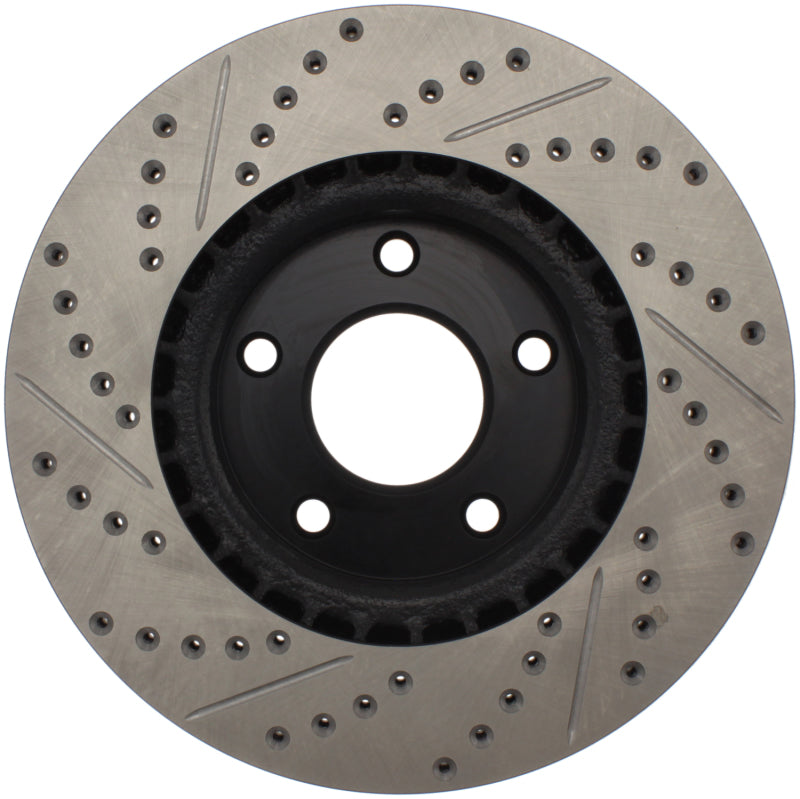 StopTech 1/02-05 Infiniti G35 (alloy disc) / 6/02-05 Nissan 350Z Slotted &amp; Drilled Right Front Rotor - 127.42074R