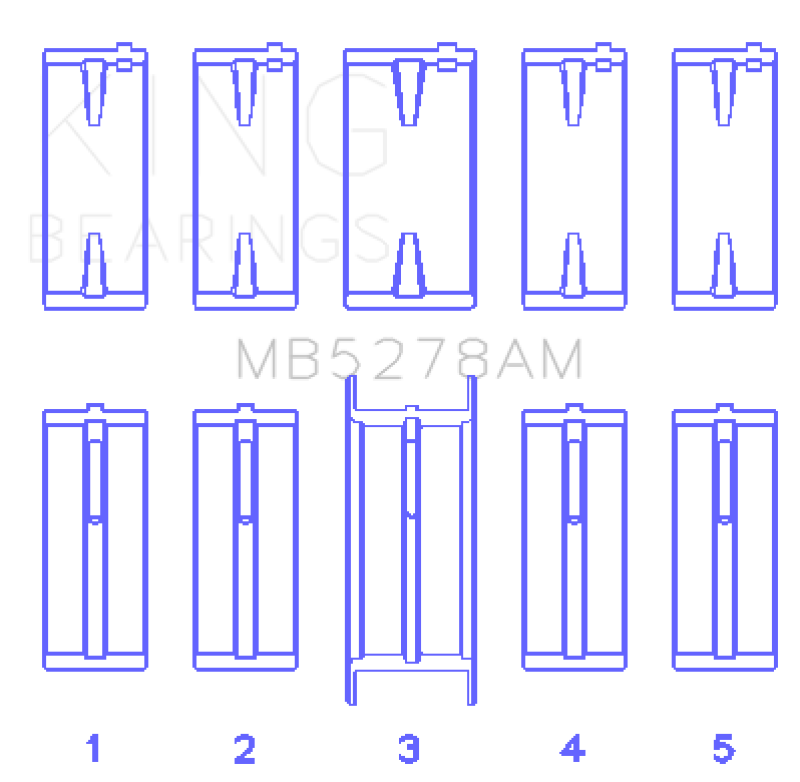 King Engine Bearings Ford 140Ci /2.3Liter/L4 (Size +0.50mm) Main Bearing Set - MB5278AM0.5