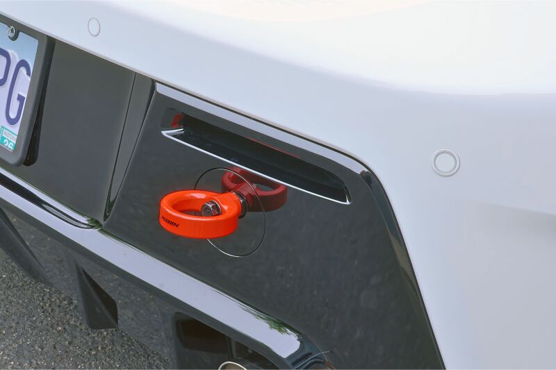 PERRIN 23-26 Toyota GR Corolla Rear Tow Hook - Red - PTP-BDY-251RD by Perrin Performance - rear view