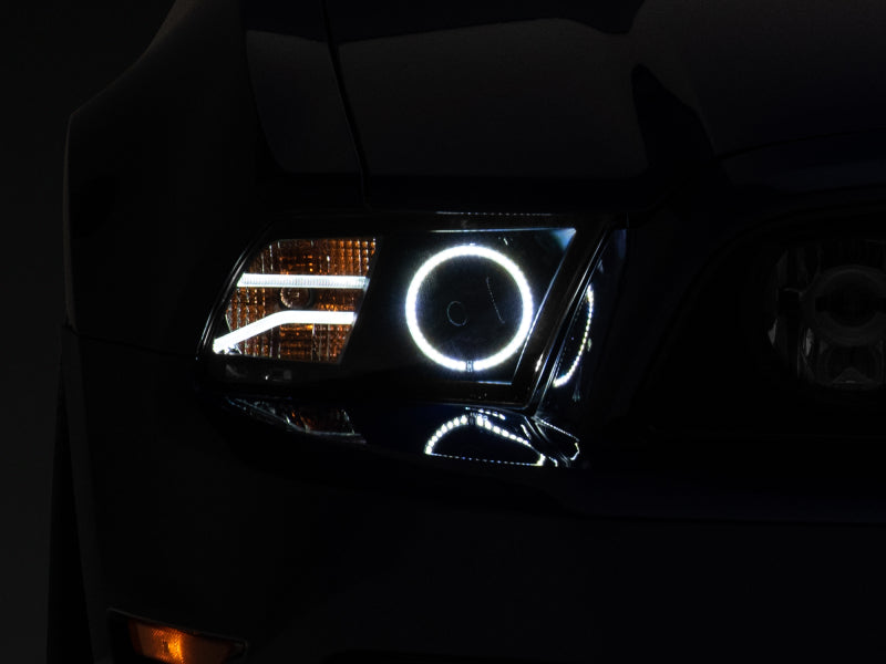 Raxiom 13-14 Ford Mustang LED Halo Projector Headlights- Black Housing (Clear Lens) - 408997