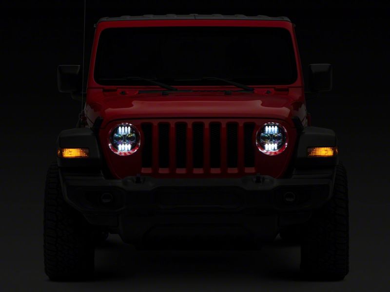 Raxiom 18-23 Jeep Wrangler JL Axial Series 9-In Angel Eye LED Headlights- Blk Housing (Clear Lens) - J177416