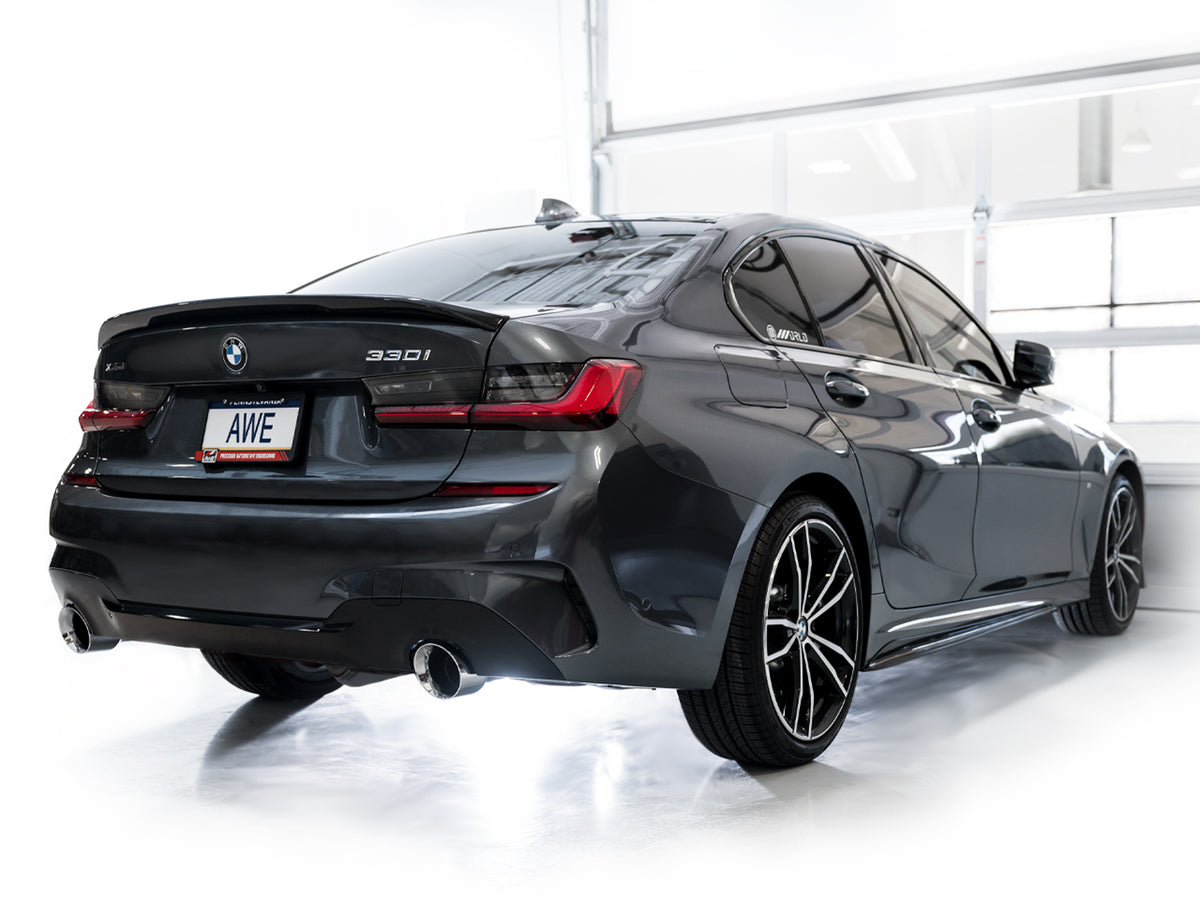 AWE 19-23 BMW 330i / 21-23 BMW 430i Base G2X Touring Axle Back Exhaust - Chrome Silver - 3015-32429