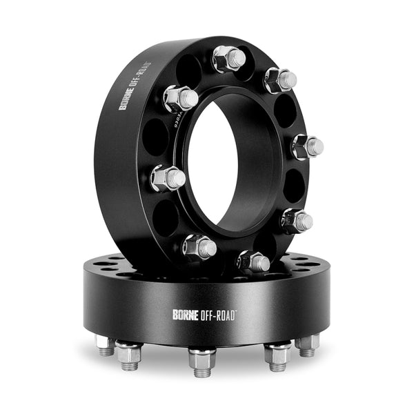 Borne Off-Road Wheel Spacers - 6x135 - 87.1 - 25 - M14 - Black - BNWS-007-250BK for 2015-2025 Ford F 150 - front view