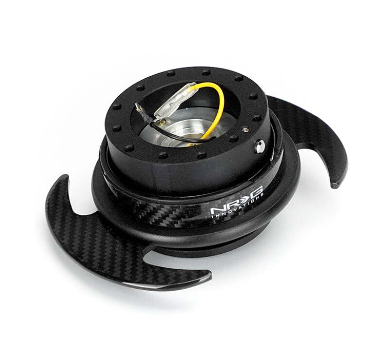 NRG Quick Release Kit Gen 3.0 - Black Body / Carbon Fiber Ring w/ Carbon Fiber Handles - SRK-650CF-1 - front view