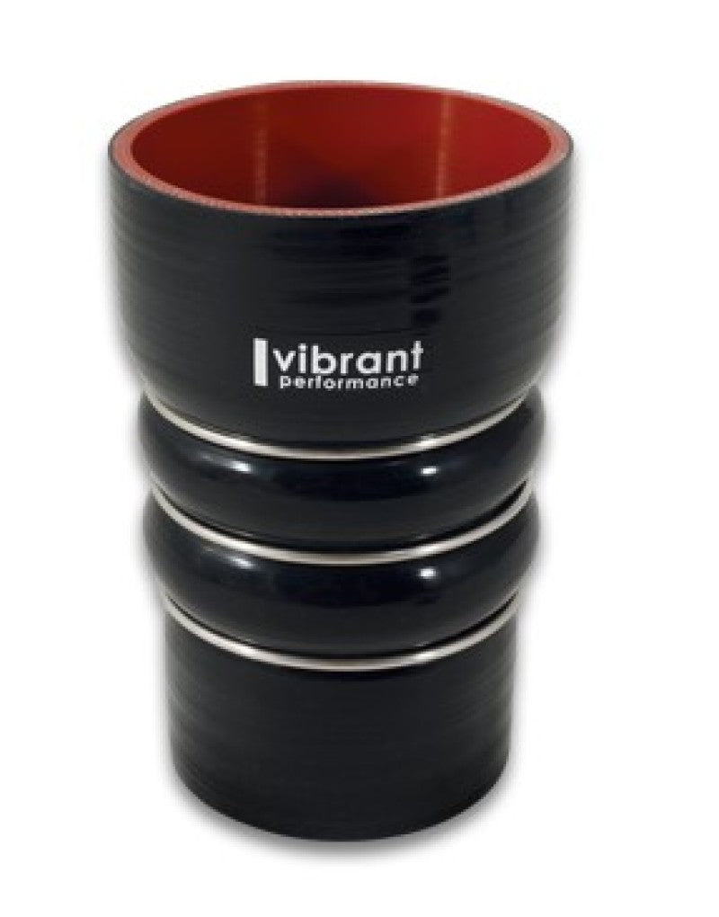 Vibrant Silicone Coupling 4 Ply Aramid CAC Transition Hose 3.25in x 3in Inlet/Outlet - Black - 11864