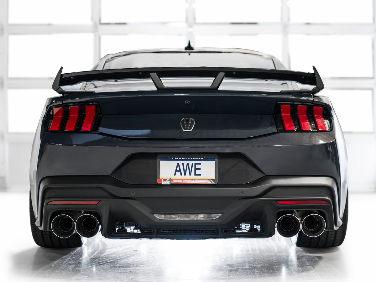 AWE 2024 Ford Mustang Dark Horse S650 RWD Track Edition Catback Exhaust w/ Quad Chrome Silver Tips - 3020-42375