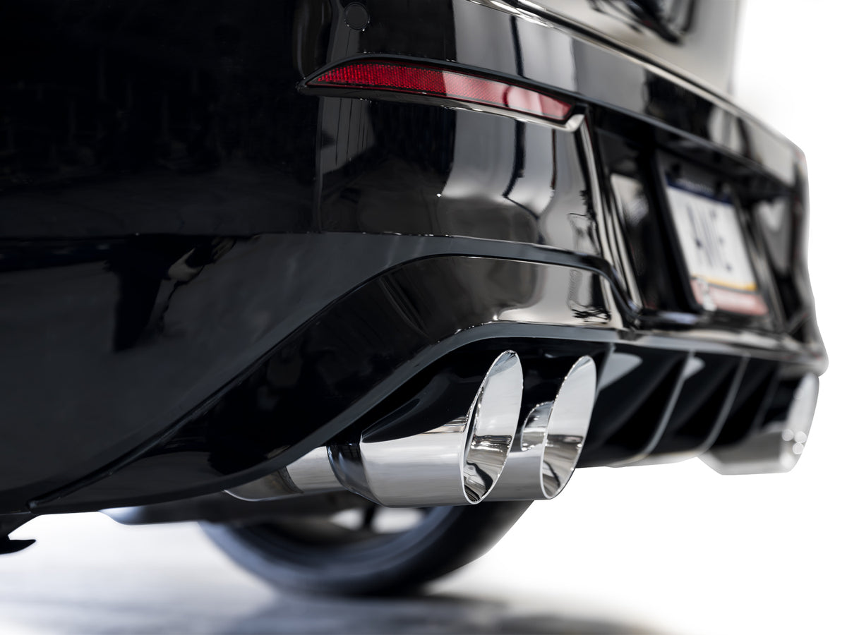 AWE MK8 Volkswagen Golf R 3in Touring Edition Quad Exhaust - Chrome Silver Tips - 3015-42658