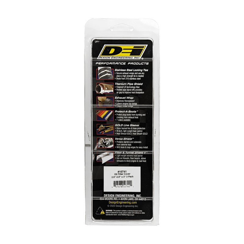DEI Oil Filter Heat Shield 2.5in x 3.5in x 3in - 3 Pack - 10741