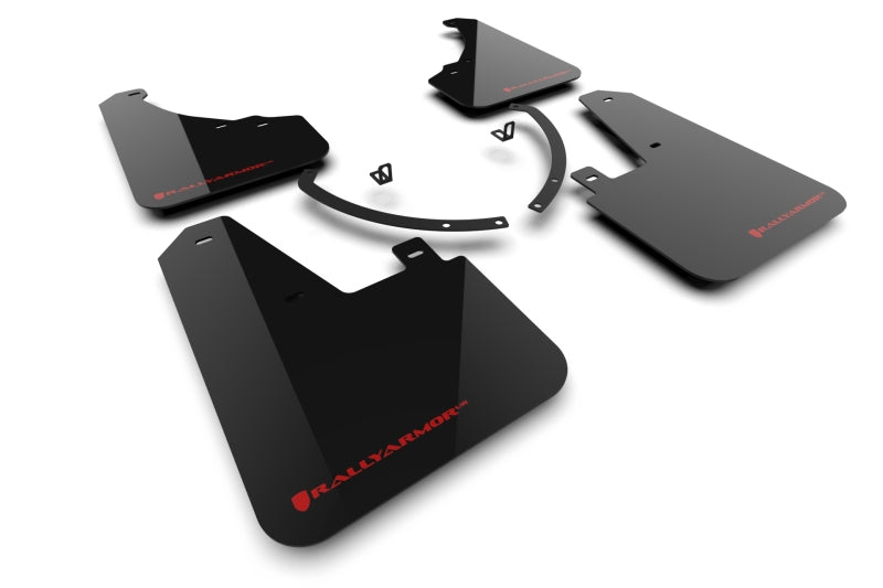 Rally Armor 2024+ Hyundai Santa Fe Black Mud Flap w/ Red Logo - MF118-UR-BLK-RD