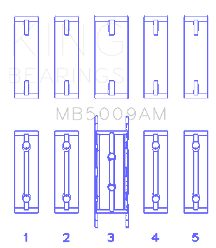 King Engine Bearings Ford Fiesta 1.25I (ZETec/Ecoboost 1.6) (Size +0.75mm) Main Bearing Set - MB5009AM0.75