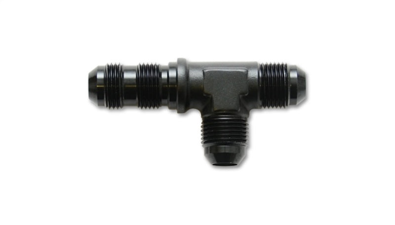 Vibrant -4AN Bulkhead Adapter Tee on Run Fittings - Anodized Black Only - 10625