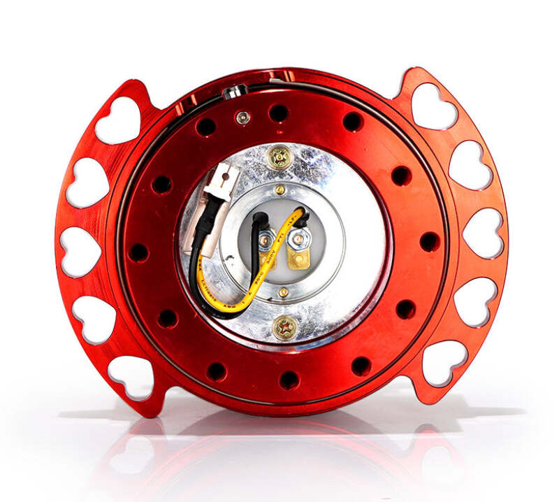 NRG Quick Release Kit - Red Body/ Red Heart Cutout Ring - SRK-222RD-RD - close-up view 2