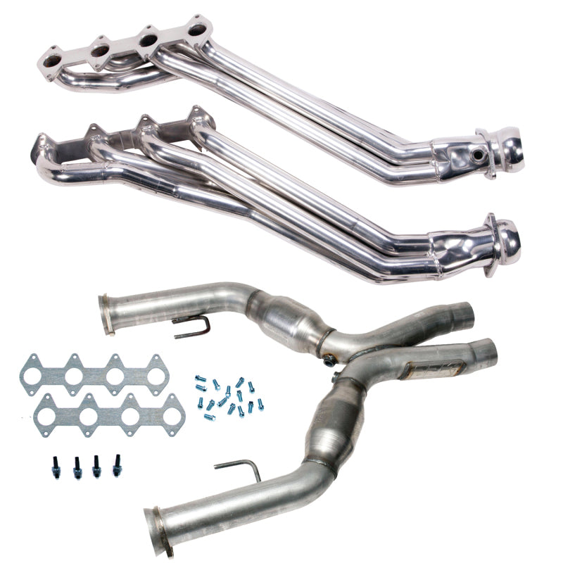 BBK 05-10 Ford Mustang GT 1 5/8 Long Tube Headers w/High Flow Catted X-Pipe (Silver Ceramic) - 16413