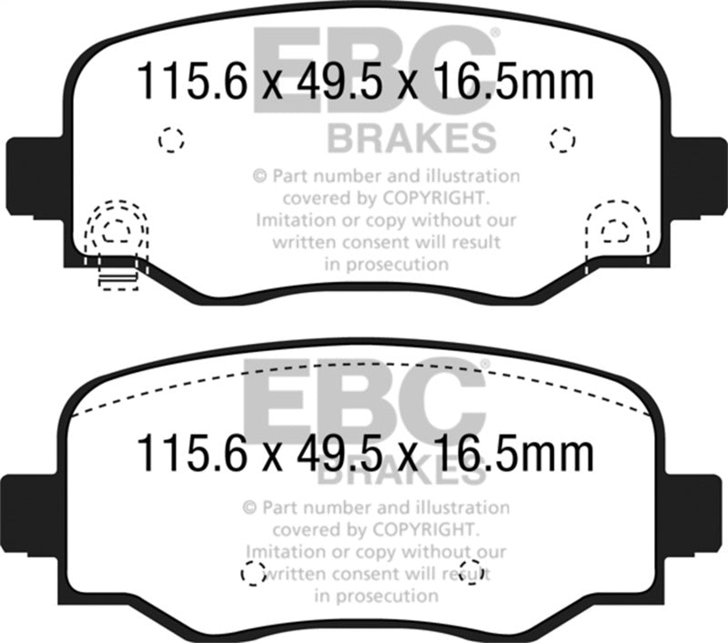 EBC 15+ Fiat 500X 1.4 Turbo Greenstuff Rear Brake Pads - DP62237