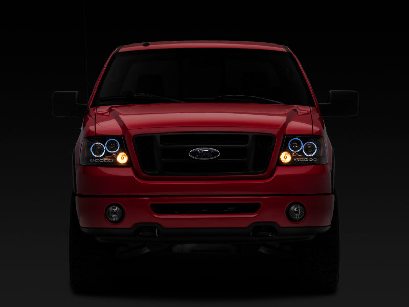 Raxiom 04-08 Ford F-150 Dual LED Halo Projector Headlights- Black Housing (Clear Lens) - T542827