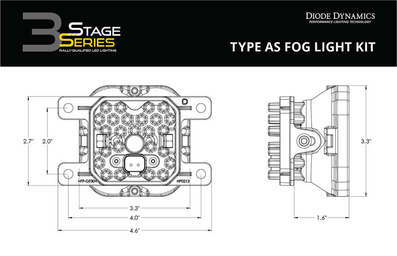 Diode Dynamics SS3 Sport Type AS Kit ABL - Yellow SAE Fog - DD6989 for 2010-2018 Ford Transit Connect - installed view
