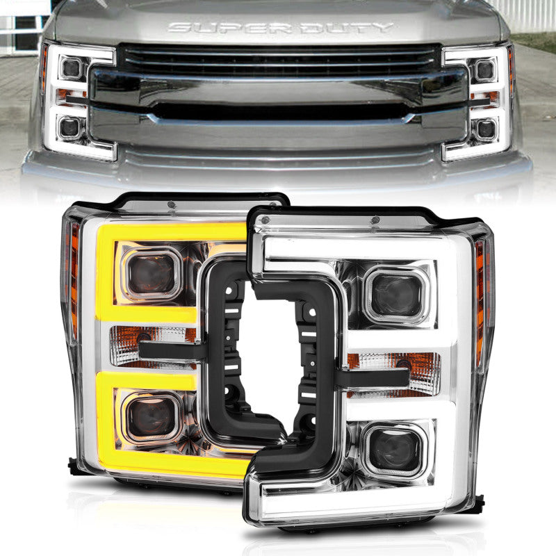 ANZO LED Headlights 17-18 Ford F-250 Super Duty Plank-Style L.E.D. Headlight Chrome (Pair) - 111389