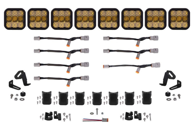 Diode Dynamics SS5 Pro Universal CrossLink 8-Pod Lightbar - Yellow Combo - DD7249