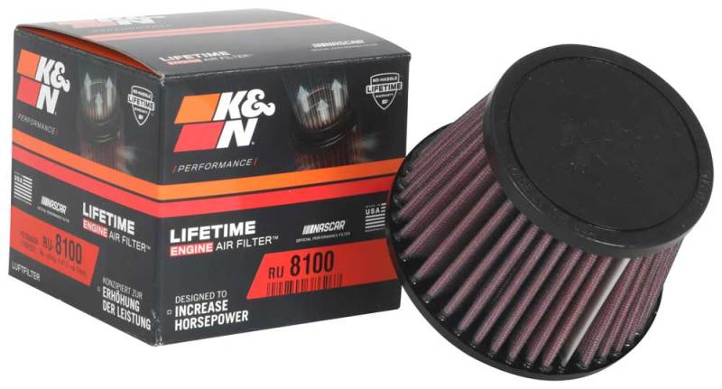 K&amp;N Universal Clamp-On Air Filter 2-1/2in FLG / 4-1/2in B / 3-1/2in T / 3-3/16in H - RU-8100
