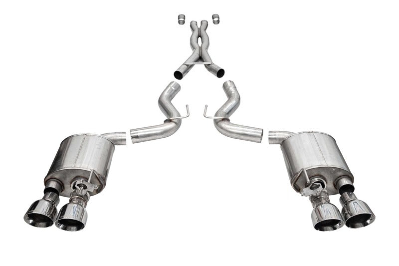 Corsa 20-22 Ford Mustang GT500 3.0in Dual Rear Exit Catback w/ Twin 5.0in Polish Slash Cut Pro Tips - 21291