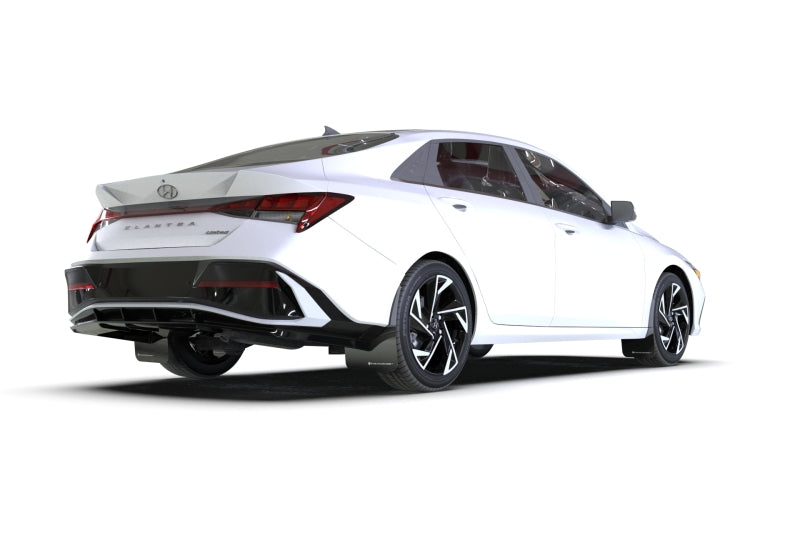 Rally Armor 2024 Hyundai Elantra Black Mud Flap White Logo - MF119-UR-BLK-WH