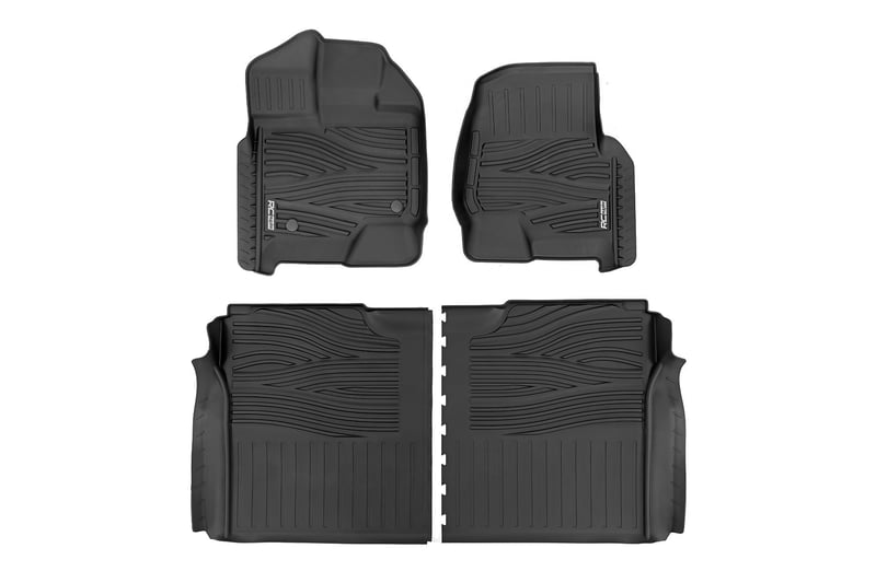 Rough Country - Flex-Fit Floor Mats - First & Second Row - Ford F-150 (15-25)/F-150 Lightning (22-25)/Raptor (17-25) - FF-51512