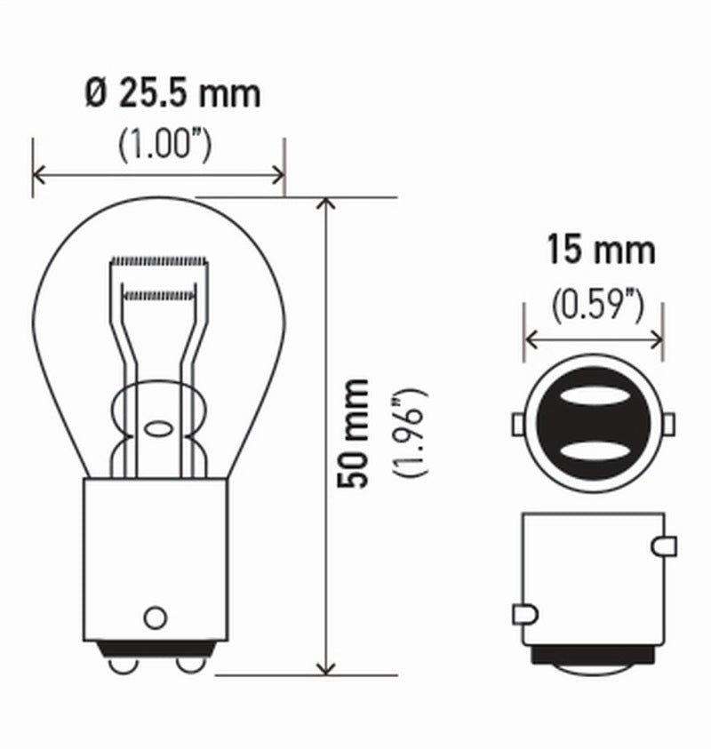 Hella Bulb 1157 12V 27/8W Ba9S S8 (2) - 1157TB