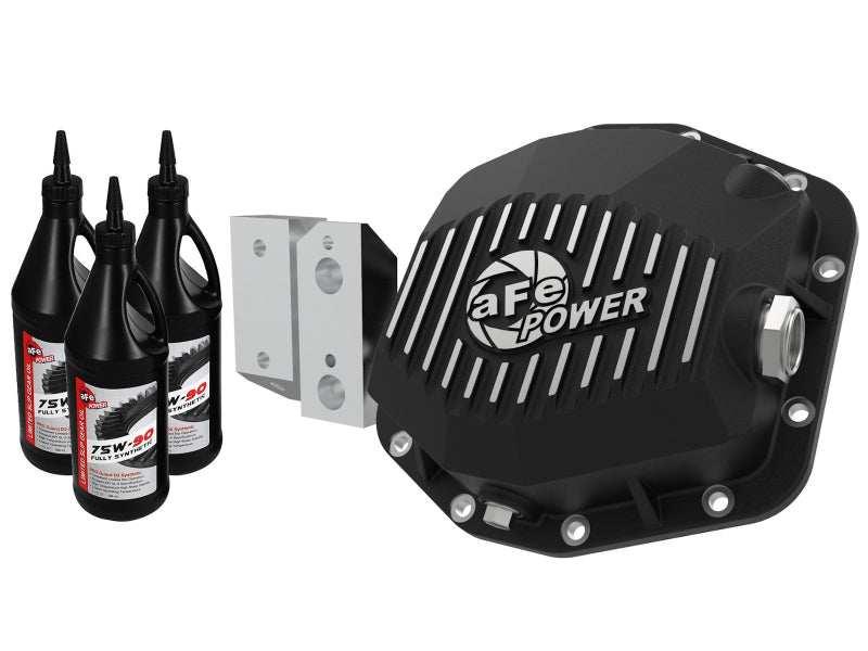 aFe 20-23 Jeep Gladiator JT (Dana M220) Pro Series Rear Differential Cover Black w/ Machined Fins - 46-71191B