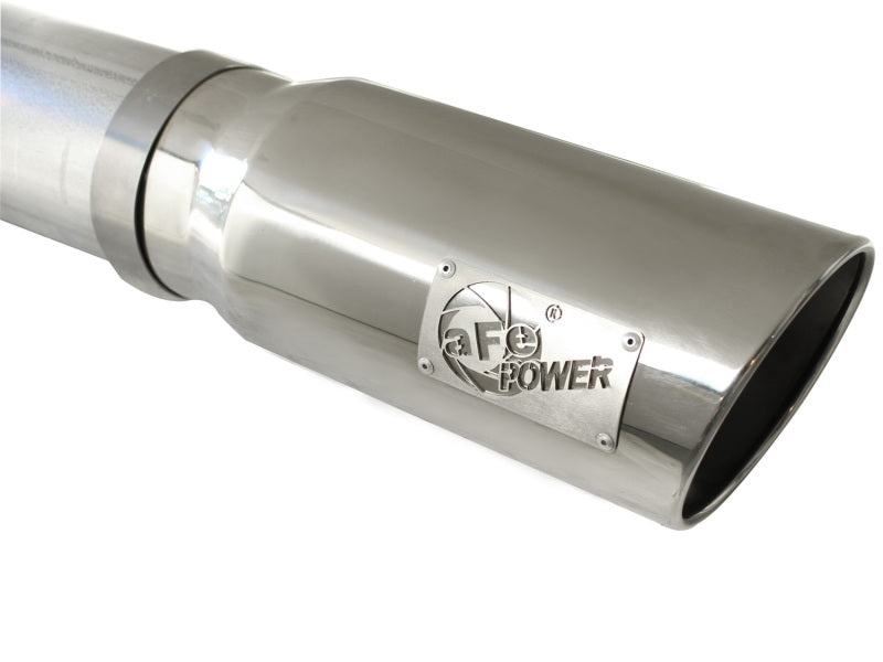 aFe ATLAS 5in DPF-Back Alum Steel Exhaust System Polished Tip GM Diesel Trucks 7.5-10 V8-6.6L td LMM - 49-04040-P