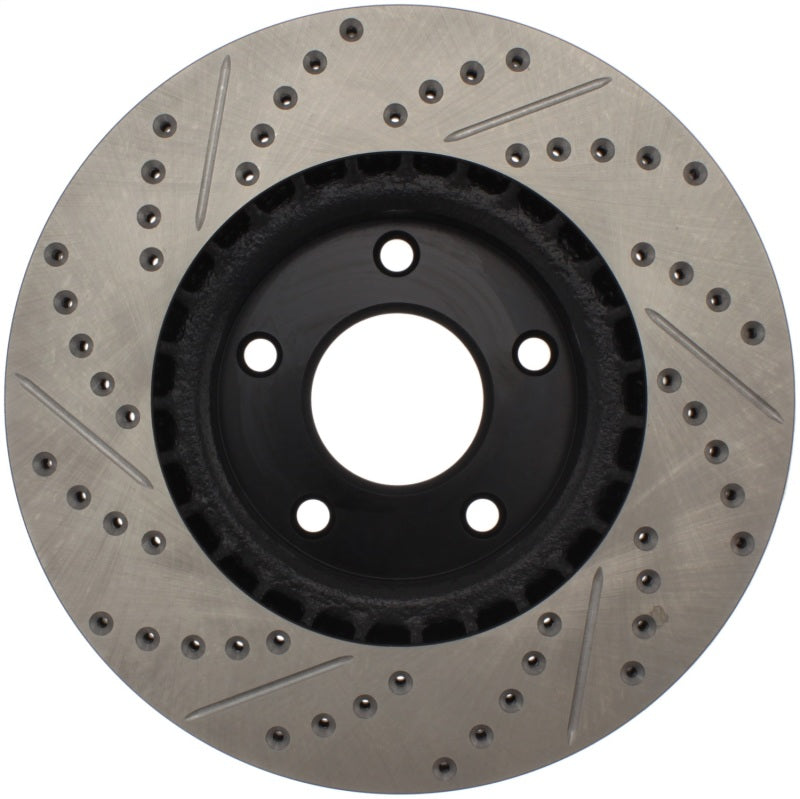 StopTech 1/02-05 Infiniti G35 (alloy disc) / 6/02-05 Nissan 350Z Slotted &amp; Drilled Right Front Rotor - 127.42074R