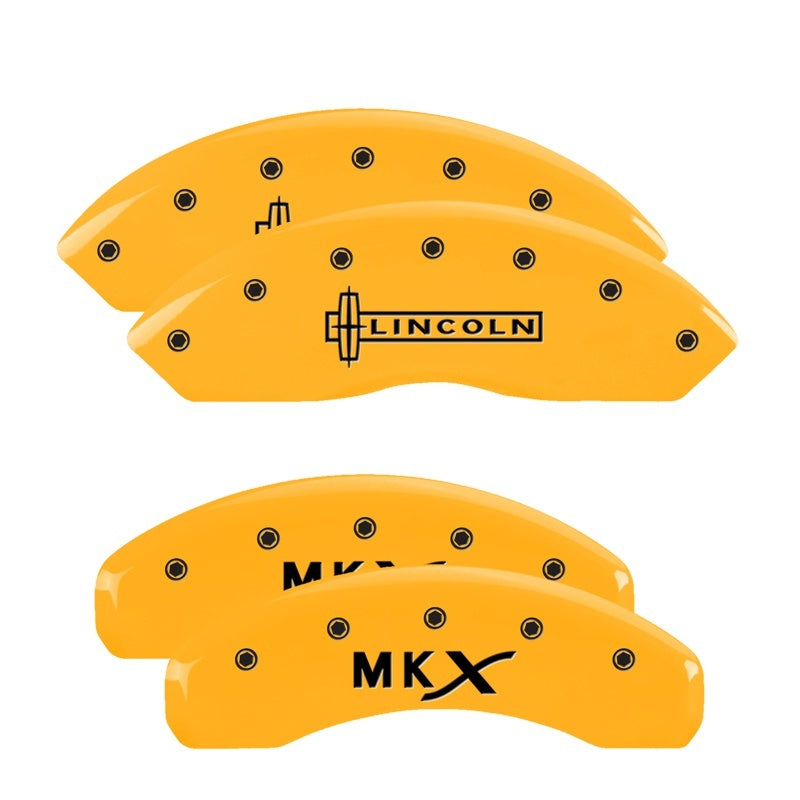 MGP 4 Caliper Covers Engraved Front Lincoln Engraved Rear MKX Yellow finish black ch - 36007SLCXYL