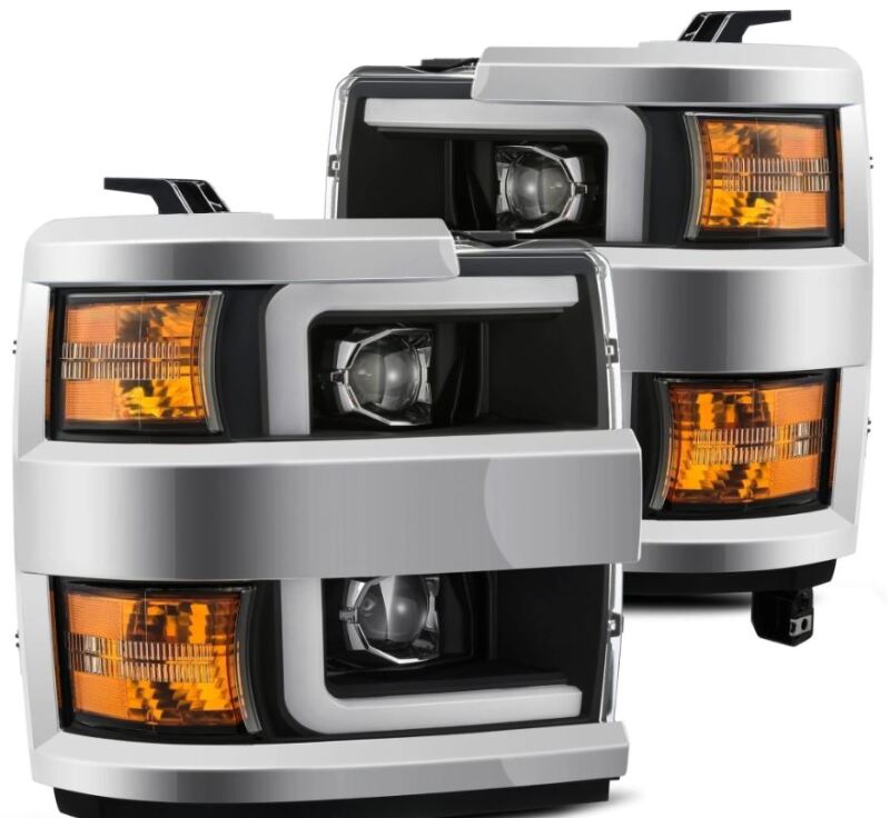 AlphaRex 15-19 Chevy Silverado 2500/3500 LUXX-Series Proj. Headlights Blk w/Actv SeqSig &amp; SBDRL - 880098