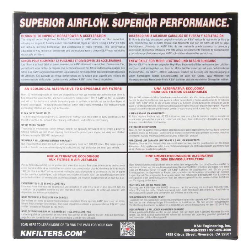 K&amp;N Round Air Filter 7in OD 5.188in ID 3 Height - E-3380