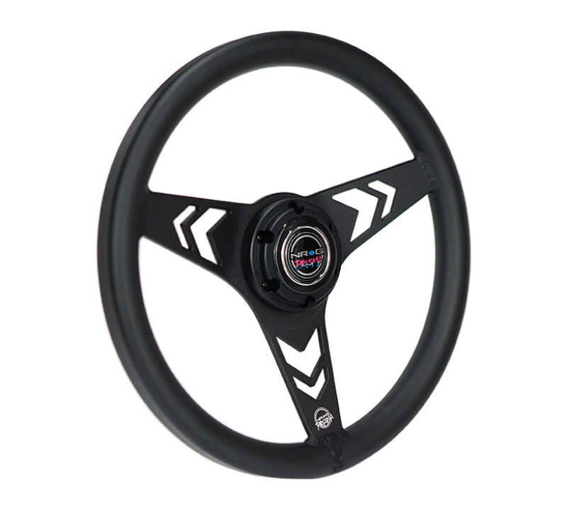 NRG Aluminum Steering Wheel 330mm - Arow Cutout - Ergonomic Grip - Anadized Black - RST-070-BK - close-up view 2