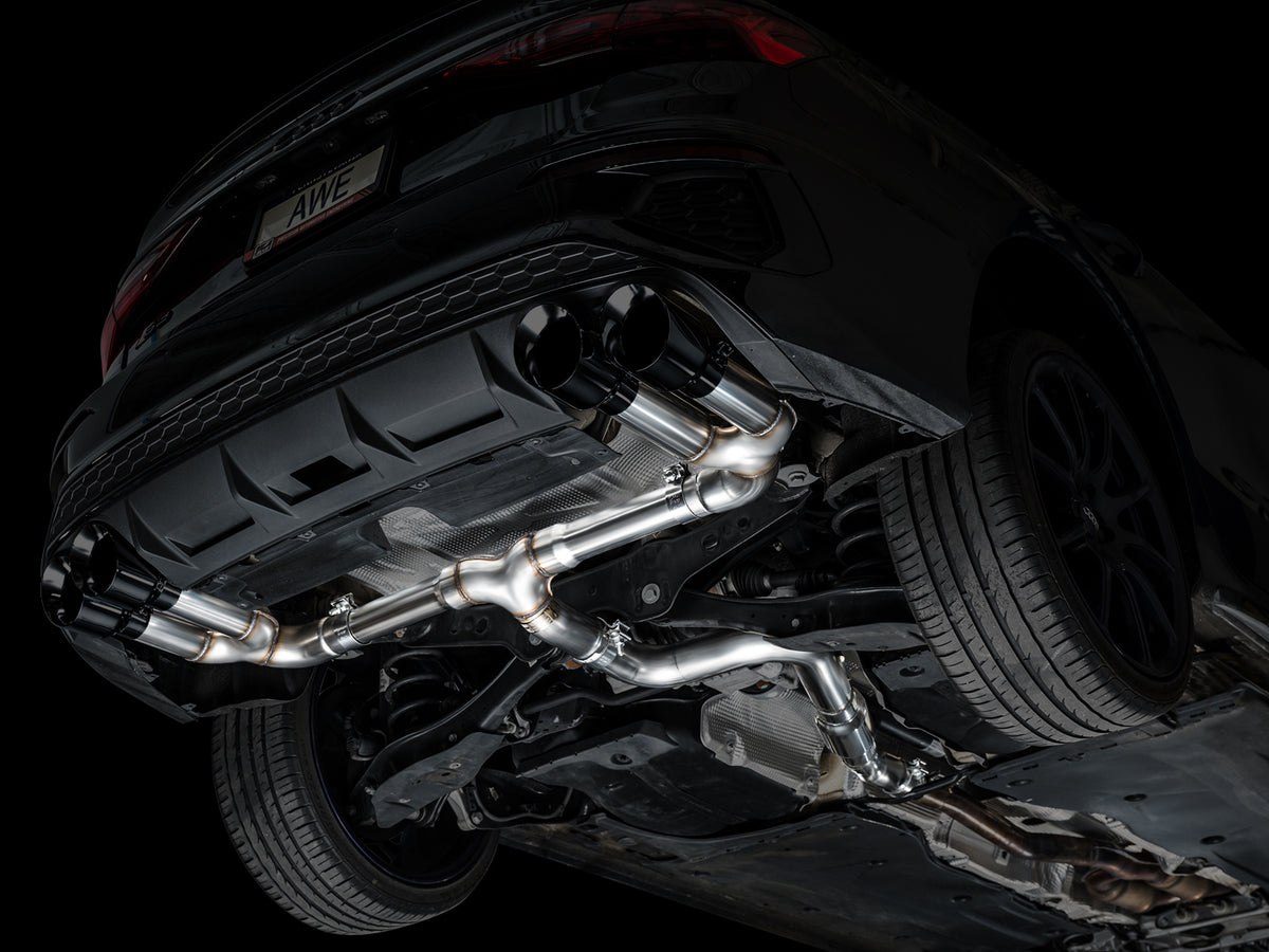 AWE 22-24 Audi 8Y S3 Track Edition Exhaust  - Diamond Black Tips - 3020-43897