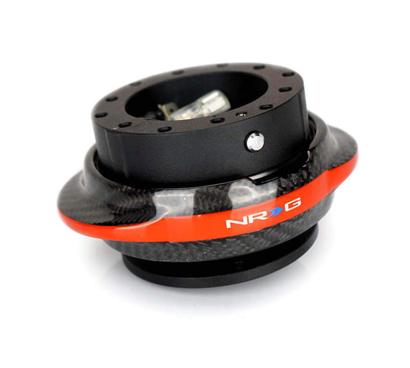 NRG Quick Release Gen 2.2 - Black Body / Carbon Fiber Red Ring - SRK-220BK-CF/RD - front view