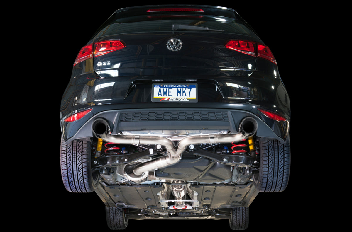 AWE Tuning VW MK7 GTI Touring Edition Exhaust - Diamond Black Tips - 3015-33050
