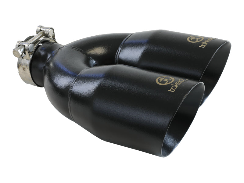 aFe Takeda 2.5in 304 Stainless Steel Clamp-on Exhaust Tip Passenger Side 2.5in Inlet 4inDual - Black - 49T25484-B121