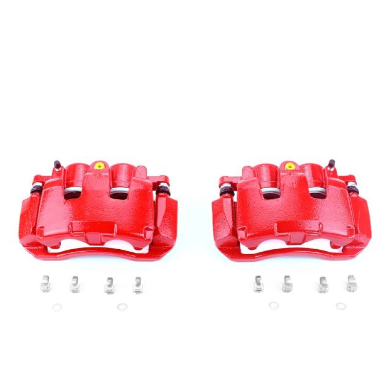 Power Stop 07-09 Chrysler Aspen Front Red Calipers w/Brackets - Pair - S5054 for 2007-2009 Chrysler Aspen - angle view