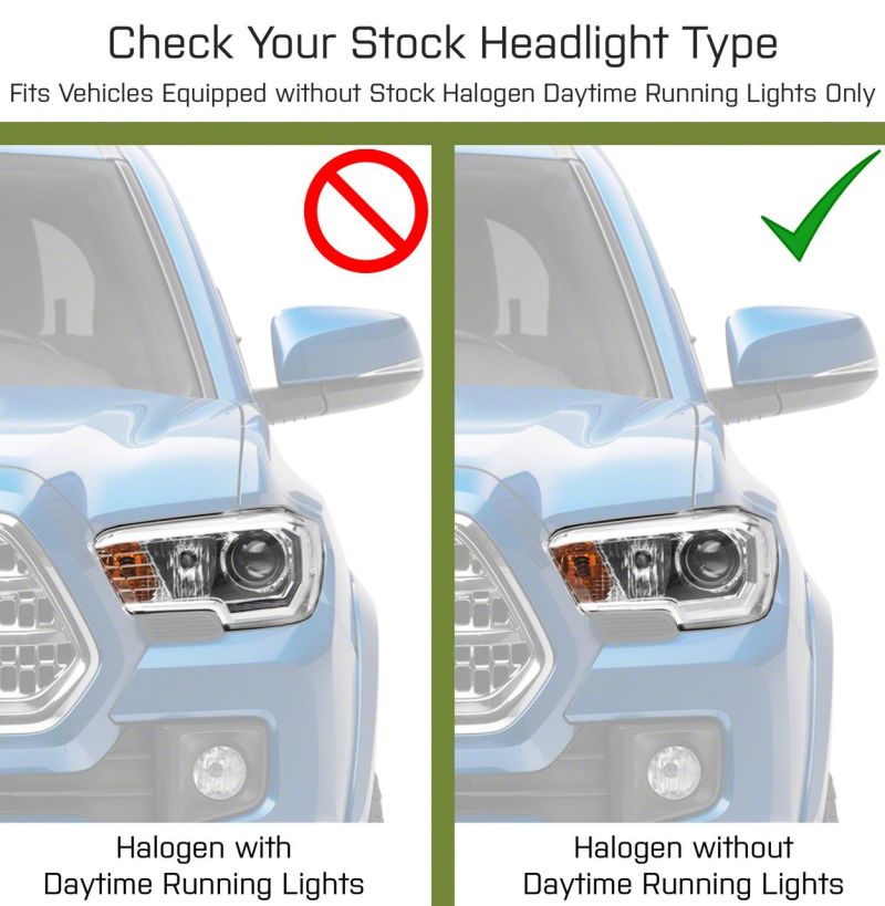 Raxiom 16-23 Toyota Tacoma w/ Factory Halogen DRL LED Headlights- Blk Housing (Clear Lens) - TT8291